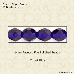 Fire Polished Beads:6mm Cobalt [50]