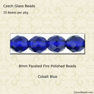 Fire Polished Bead:8mm Cobalt [25]