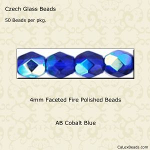 Fire Polished Beads:4mm Cobalt Blue, AB [50]