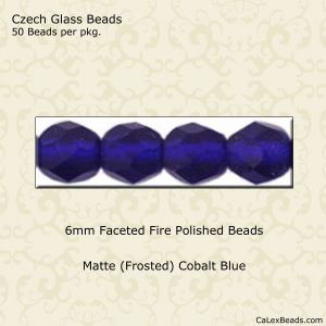 Fire Polished Beads:6mm Cobalt, Matte [50]