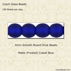 Druk Beads:4mm Cobalt, Matte [100]