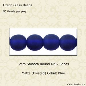 Druk Beads:6mm Cobalt, Matte [50]