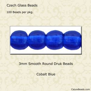 Druk Beads:3mm Cobalt Blue [100]