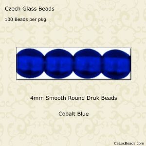 Druk Beads:4mm Cobalt Blue [100]