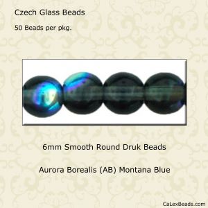 Druk Beads:6mm Montana Blue, AB [50]