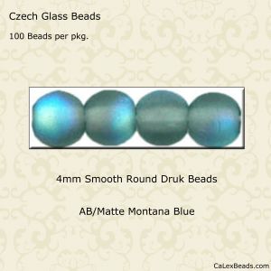 Druk Beads:4mm Montana Blue, AB/Matte [100]