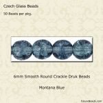 Druk Beads:6mm Montana Blue, Crackle [50]