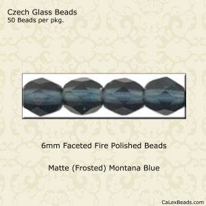 Fire Polished Beads:6mm Montana Blue, Matte [50]