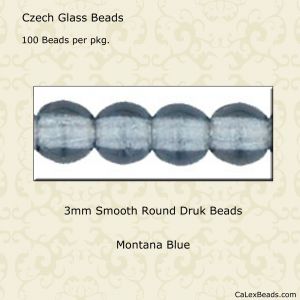 Druk Beads:3mm Montana Blue [100]