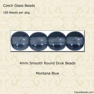 Druk Beads:4mm Montana Blue [100]