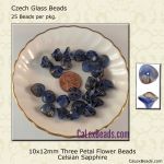 3 Petal Flower Beads:10x12mm Sapphire, Celsian [25]