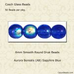 Druk Beads:6mm Sapphire, AB [50]