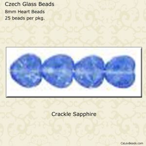 Heart Beads 8mm:Sapphire, Crackle [25]