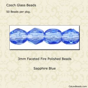 Fire Polished Beads:3mm Sapphire [50]