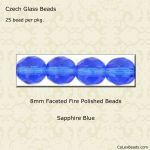 Fire Polished Beads:8mm Sapphire [25]