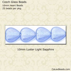 Heart Beads 8mm:Light Sapphire, Luster [25]