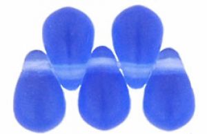 Czech Glass 6x4mm Teardrop Beads:Matte Sapphire [100]