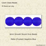Druk Beads:6mm Sapphire, Matte [50]