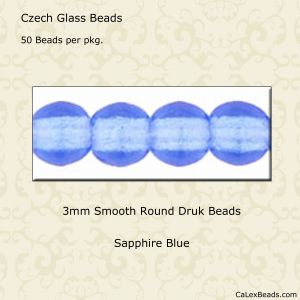 Druk Beads:3mm Sapphire [100]