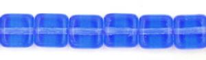 Czech Glass 6mm Flat Square Beads:Sapphire [50]