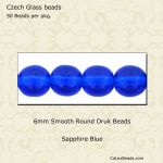 Druk Beads:6mm Sapphire [50]