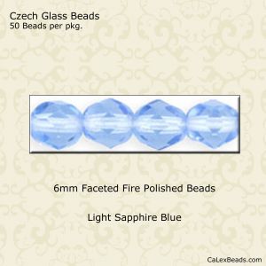 Fire Polished Beads:6mm Light Sapphire [50]