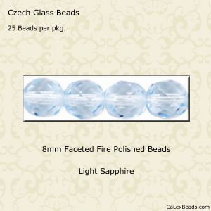 Fire Polished Beads:8mm Light Sapphire [25]