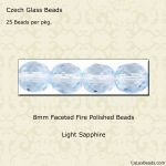 Fire Polished Beads:8mm Light Sapphire [25]