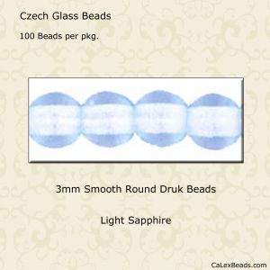 Druk Beads:3mm Light Sapphire [100]