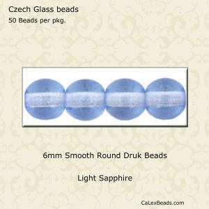 Druk Beads:6mm Light Sapphire [50]