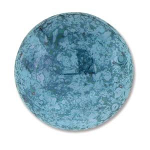 Cabochon, Czech Glass:24mm Round Turquoise Lumi [ea]