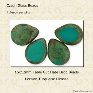 Teardrop Beads:16x12mm Persian Turquoise, Picasso [4]