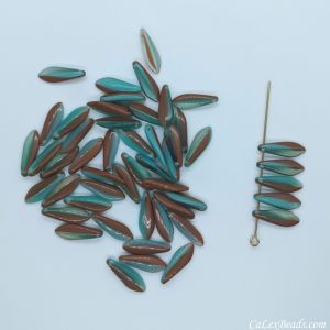 CLOSE OUT:5x16mm Turquoise/Caramel Dagger Beads