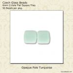 CzechMate 2-Hole Tile Beads 6mm:Pale Turquoiwse, Opaque [50]