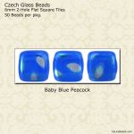 CzechMate 2-Hole Tile Beads 6mm:Baby Blue, Peacock [50]