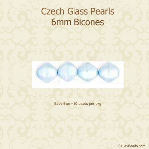 Pearl Beads 6mm Bicone:Baby Blue [100]