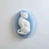 Cabochon, Resin Cameo:25x18mm Oval Blue Cat [ea]