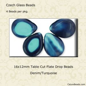 Teardrop Beads:16x12mm Denim/Turquoise [4]