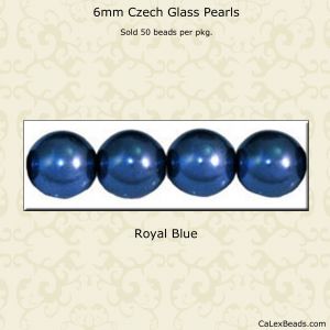 Pearl Beads 6mm:Royal Blue [50]