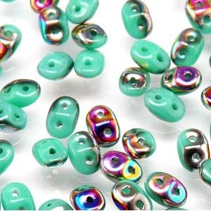 SuperDuo Beads, 2.5x5mm Turquoise Green Vitrial [10g]