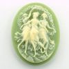 Cabochon, Resin Cameo:40x30mm Oval Green 3 Ladies Dancing [ea]