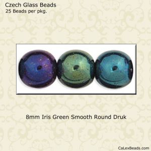 Druk Beads:8mm Green, Iris [25]