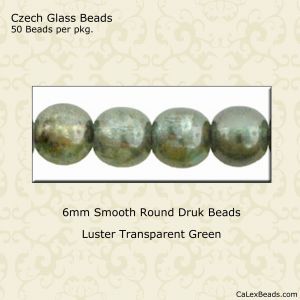 Druk Beads:6mm Green, Luster [50]