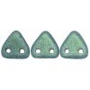 Czech Glass 6mm 2-Hole CzechMate Triangle Beads:Metallic Suede Green [10g]