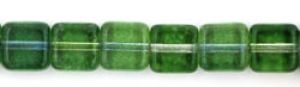 Czech Glass 6mm Flat Square Beads:Dual Coat Blueberry/Green Tea [50]