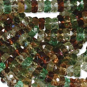 Fire Polished 6x3mm Faceted Rondell Beads:Earth Tone Mix [50]