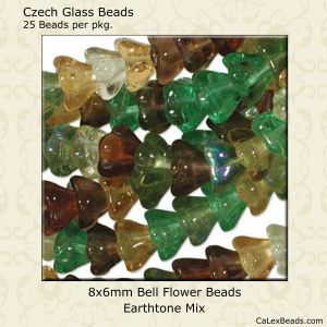 Bell Flower Beads:8x6mm Earth Tone Mix [25]