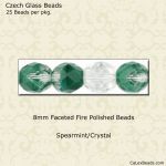 Fire Polished Beads:8mm Spearmint/Crystal [25]