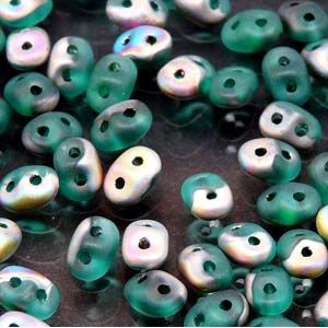 SuperDuo Beads, 2.5x5mm Emerald Vitrial Matte [10g]