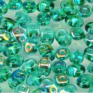 SuperDuo Beads, 2.5x5mm Emerald AB [10g]